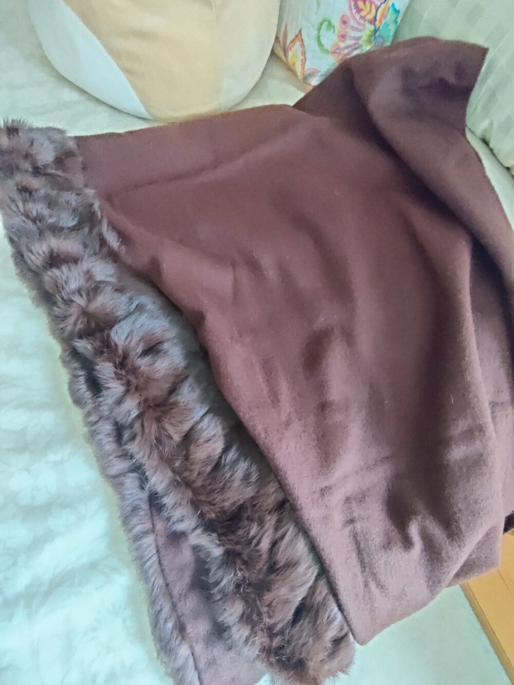 Genuine Angora Fur & Wool Blend Long Shawl Scarf Winter Wrap - Picture 2 of 7